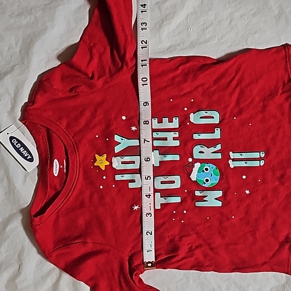 Old Navy Long-Sleeve JOY TO THE WORLD!! Red Graphic Tee Toddler Girls 3T New - Picture 7 of 11